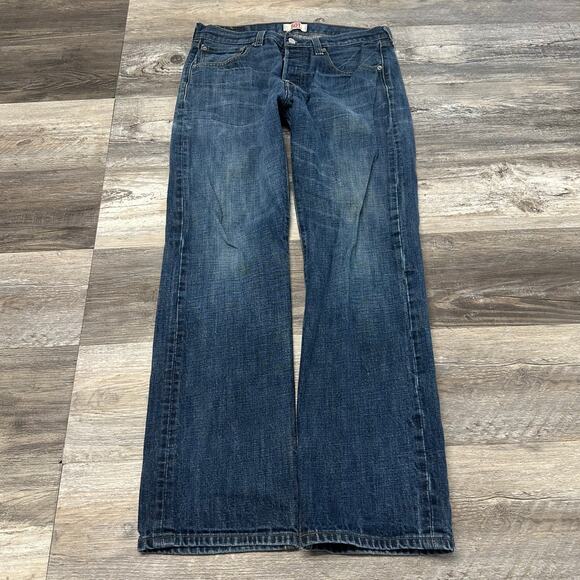Levi's 501 Red Tab‎ Faded Blue Mens 32x30 Straight Leg Button Fly Mid Wash Jeans - Picture 1 of 14